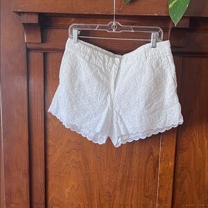 Lands' End White High Waist Lace Shorts